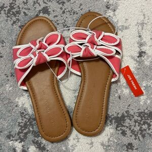 Joe Fresh Pink Floral Bow Slide Sandals